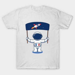 Astronaut Holding Space Flag T-Shirt